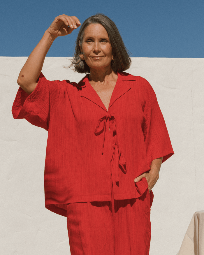FINAL SALE | Billie Shirt | Red Crepe