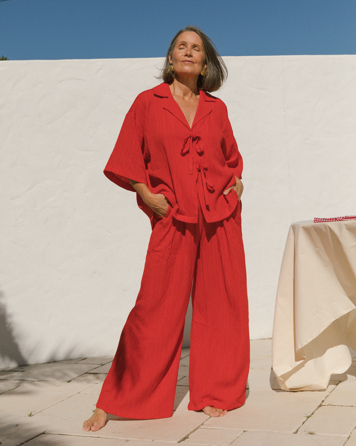 FINAL SALE | Billie Shirt | Red Crepe
