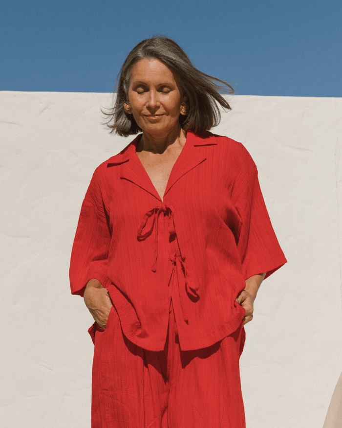 FINAL SALE | Billie Shirt | Red Crepe