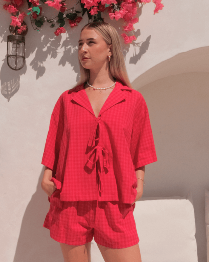 FINAL SALE | Billie Shirt | Red & Pink Gingham