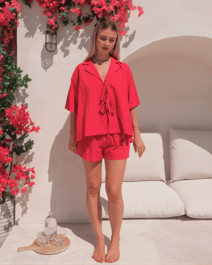 FINAL SALE | Billie Shirt | Red & Pink Gingham