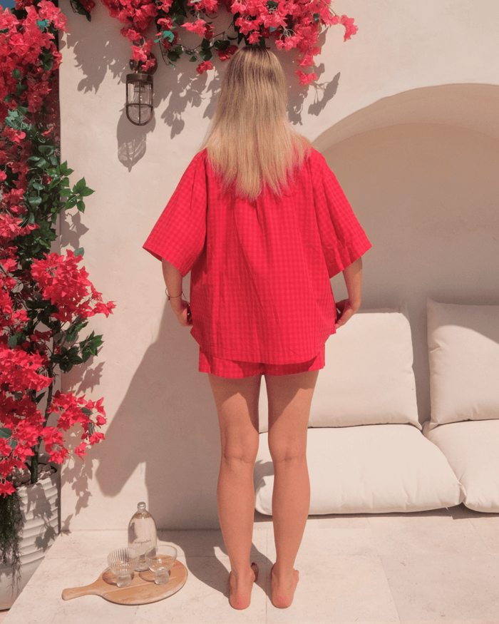 FINAL SALE | Billie Shirt | Red & Pink Gingham