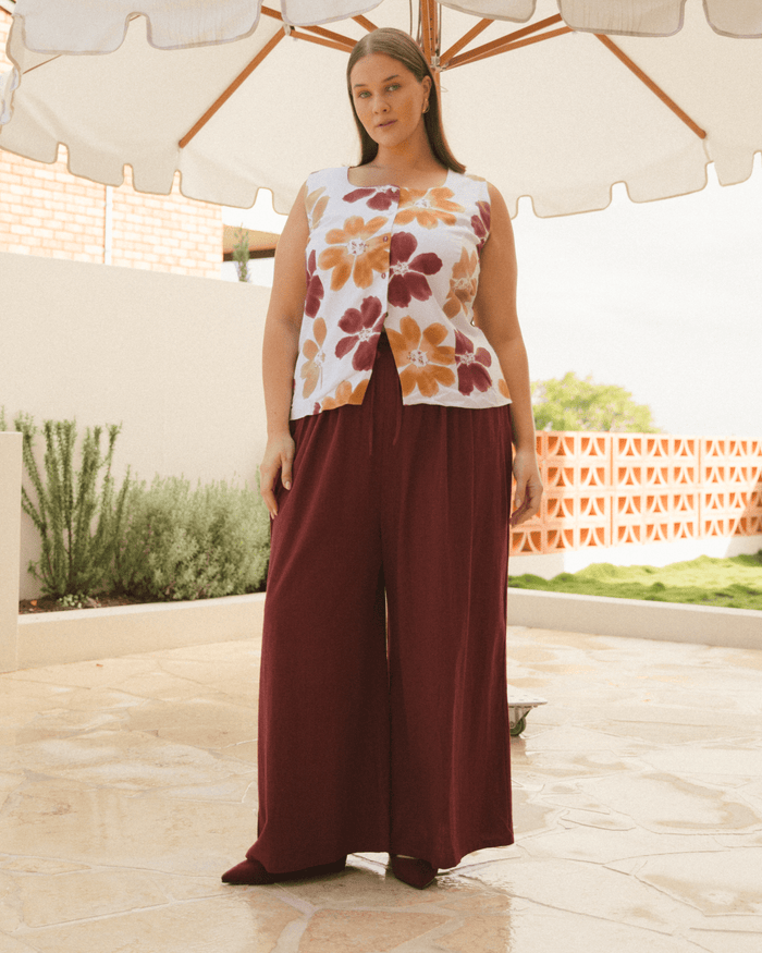 FINAL SALE | Ella Vest | Merlot Bloom