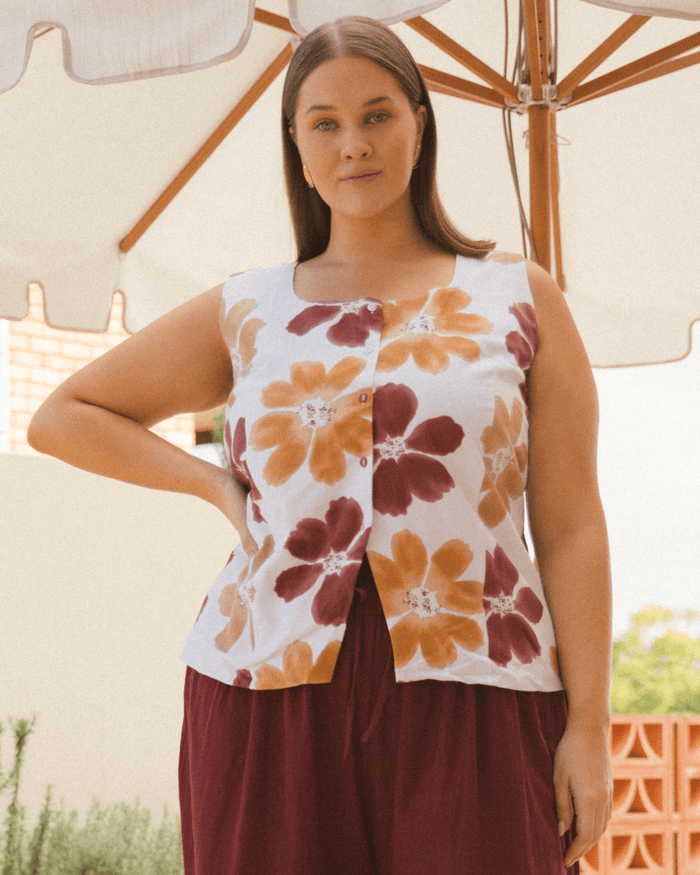FINAL SALE | Ella Vest | Merlot Bloom