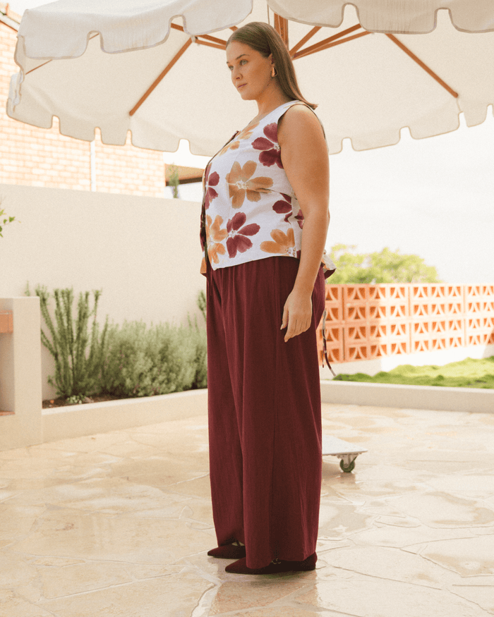 FINAL SALE | Ella Vest | Merlot Bloom