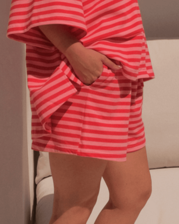 FINAL SALE | Essential Shorts | Berry Stripe