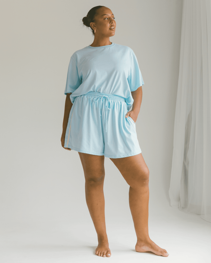 FINAL SALE | Essential Shorts | Blue & Cream