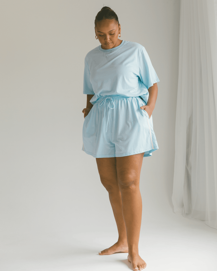FINAL SALE | Essential Shorts | Blue & Cream