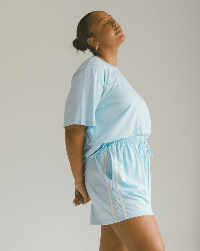 FINAL SALE | Essential Shorts | Blue & Cream