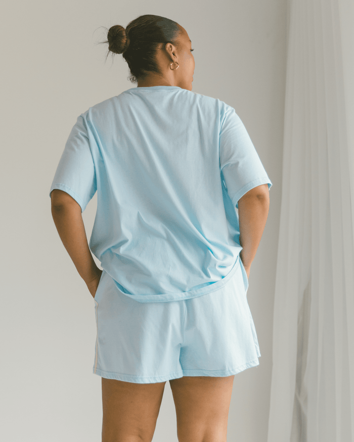 FINAL SALE | Essential Shorts | Blue & Cream