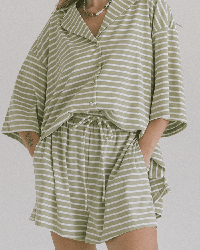 FINAL SALE | Essential Shorts | Green Stripe