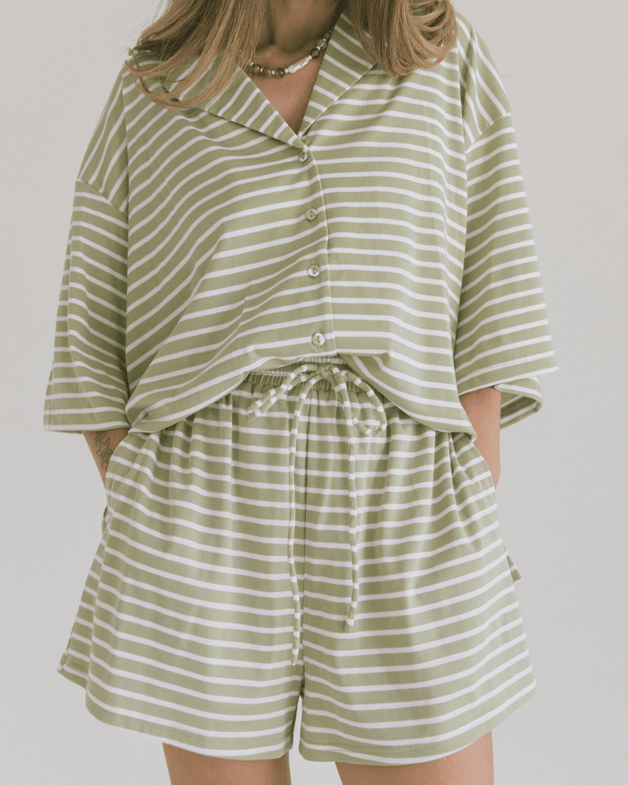 FINAL SALE | Essential Shorts | Green Stripe