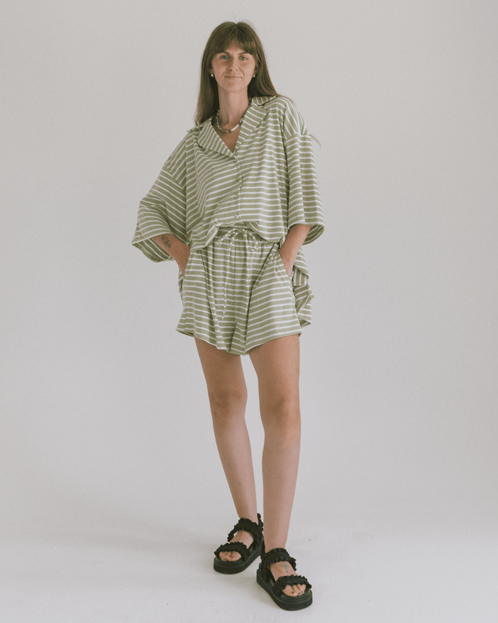 FINAL SALE | Essential Shorts | Green Stripe