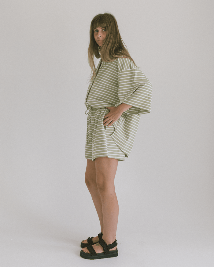 FINAL SALE | Essential Shorts | Green Stripe