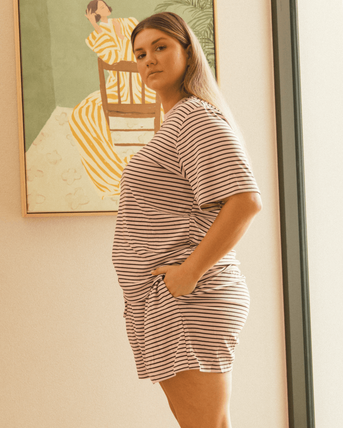 FINAL SALE | Essential Shorts | Pink & Brown Stripe