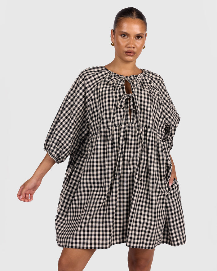 FINAL SALE | Florence Mini Dress | Black Gingham