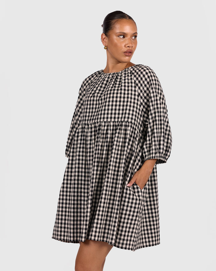 FINAL SALE | Florence Mini Dress | Black Gingham