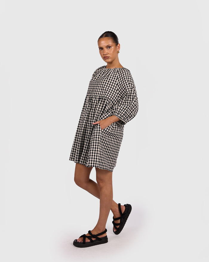 FINAL SALE | Florence Mini Dress | Black Gingham