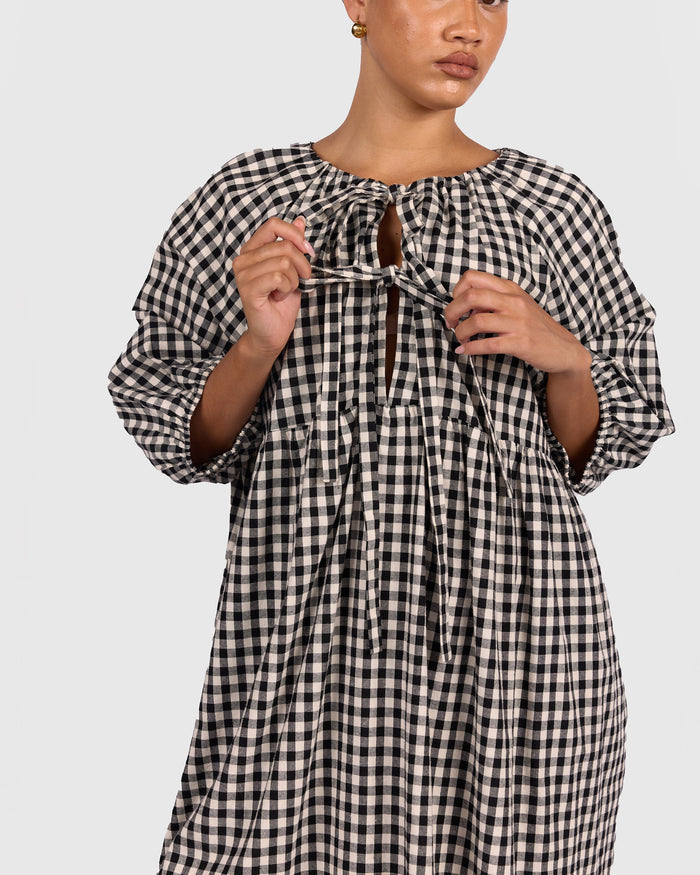 FINAL SALE | Florence Mini Dress | Black Gingham