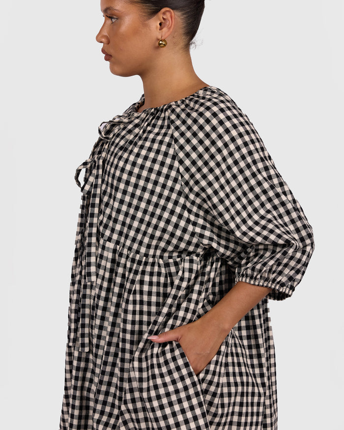 FINAL SALE | Florence Mini Dress | Black Gingham