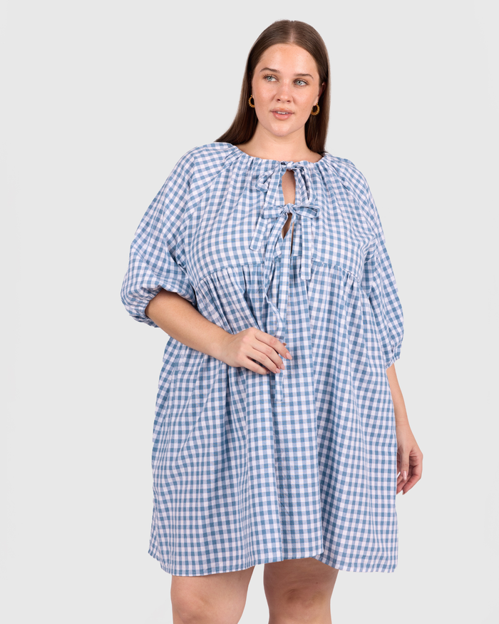 FINAL SALE | Florence Mini Dress | Blue Gingham