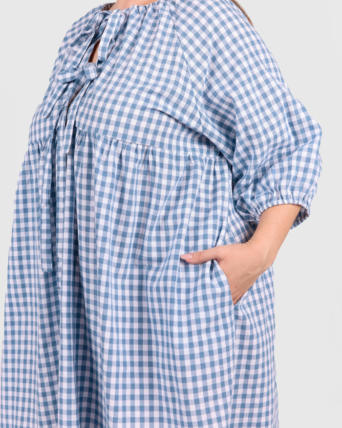 FINAL SALE | Florence Mini Dress | Blue Gingham