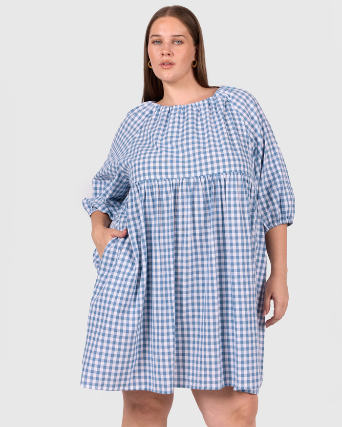 FINAL SALE | Florence Mini Dress | Blue Gingham