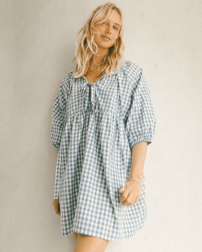 FINAL SALE | Florence Mini Dress | Blue Gingham