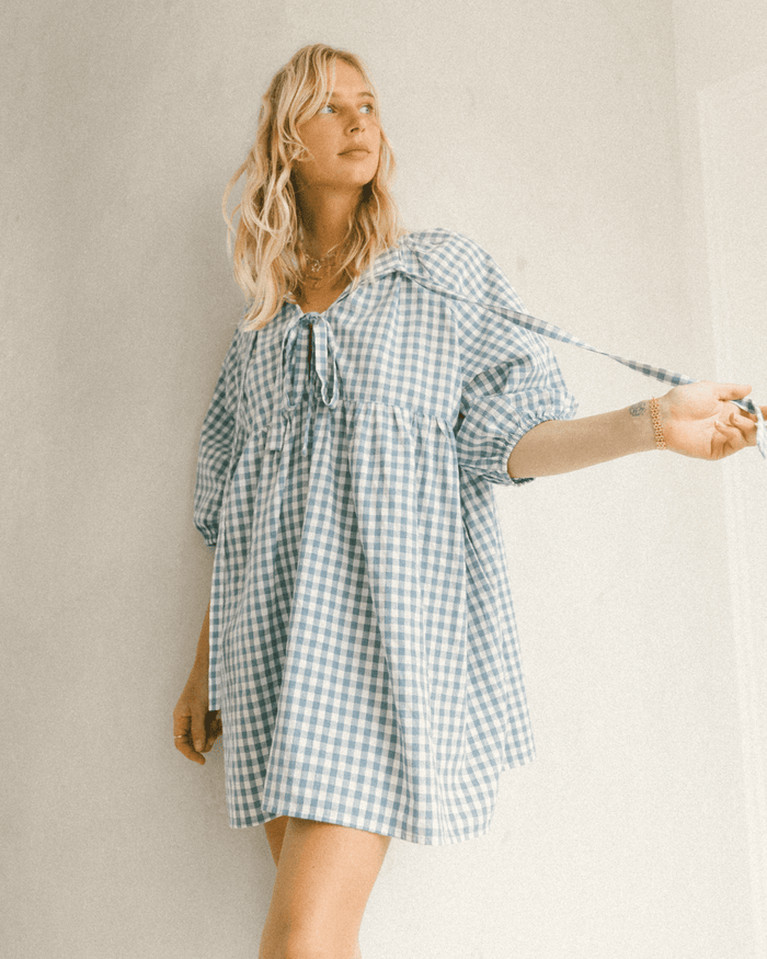 FINAL SALE | Florence Mini Dress | Blue Gingham
