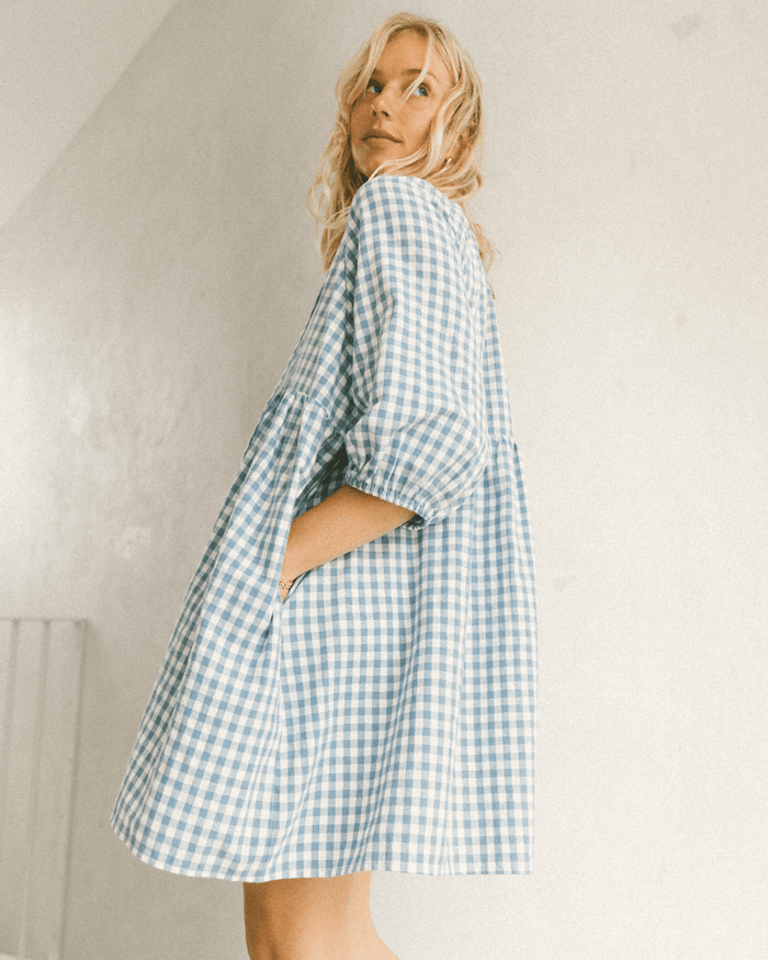 FINAL SALE | Florence Mini Dress | Blue Gingham