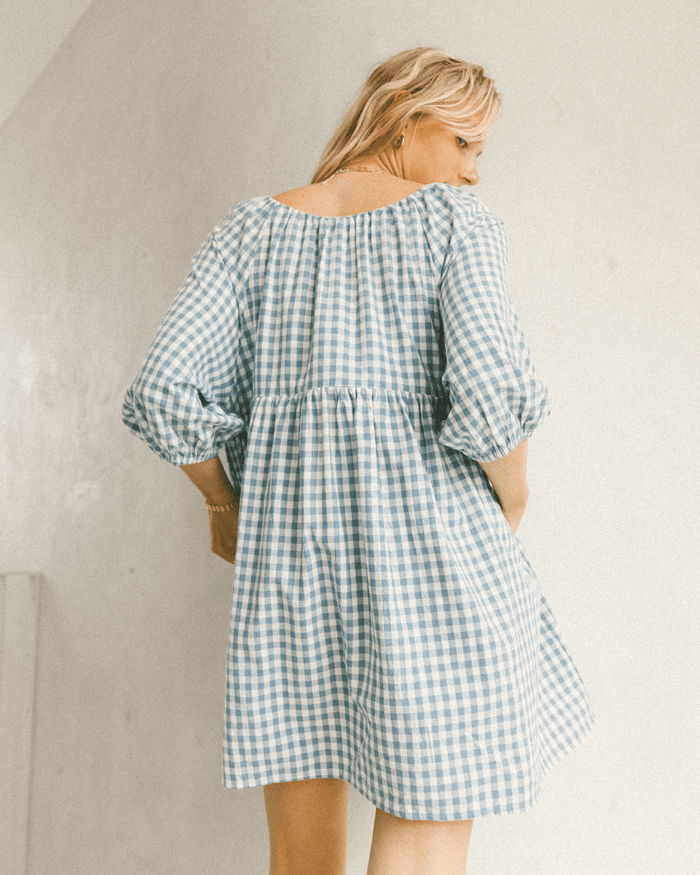 FINAL SALE | Florence Mini Dress | Blue Gingham