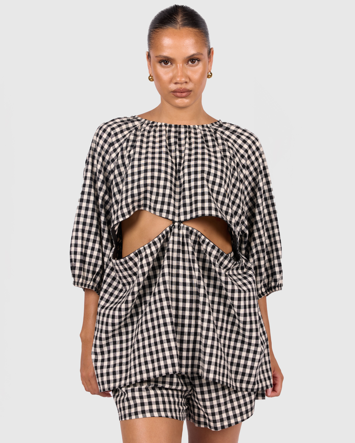 FINAL SALE | Florence Top | Black Gingham