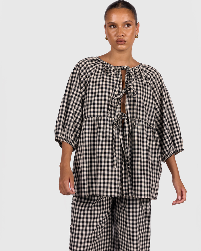 FINAL SALE | Florence Top | Black Gingham