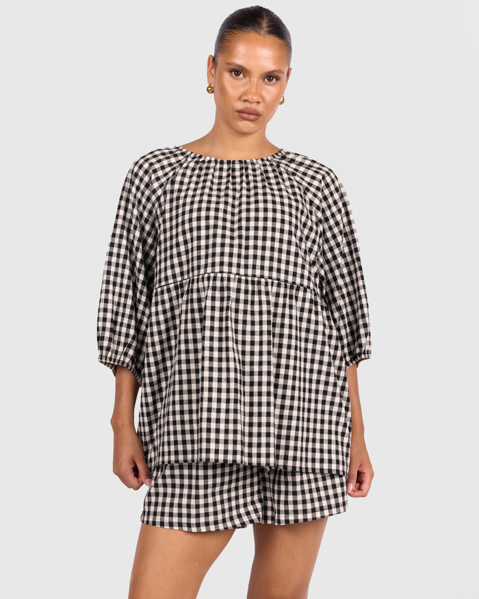 FINAL SALE | Florence Top | Black Gingham