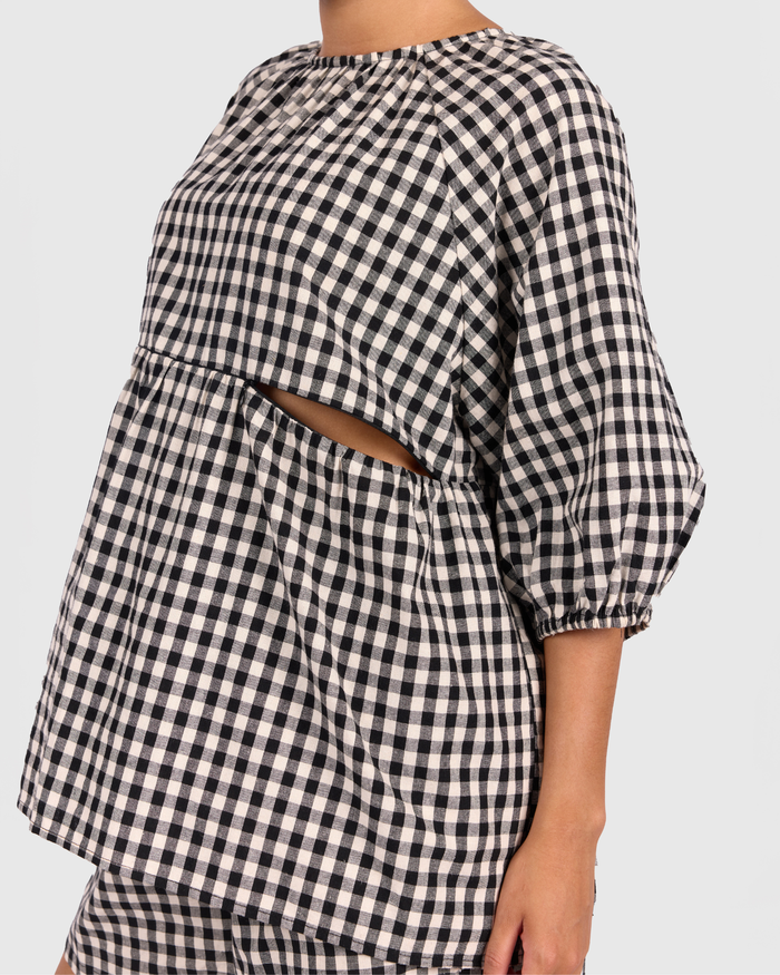 FINAL SALE | Florence Top | Black Gingham
