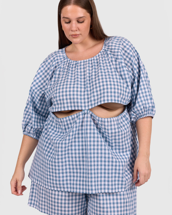 FINAL SALE | Florence Top | Blue Gingham