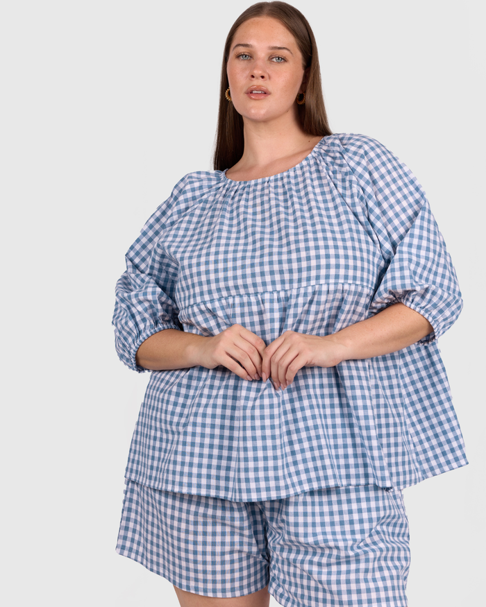 FINAL SALE | Florence Top | Blue Gingham