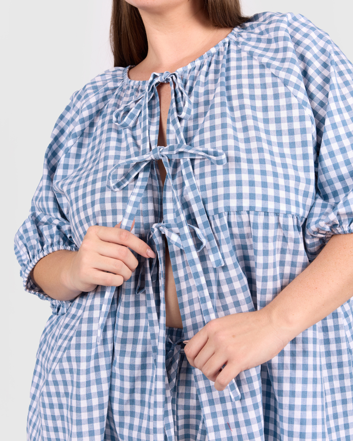 FINAL SALE | Florence Top | Blue Gingham