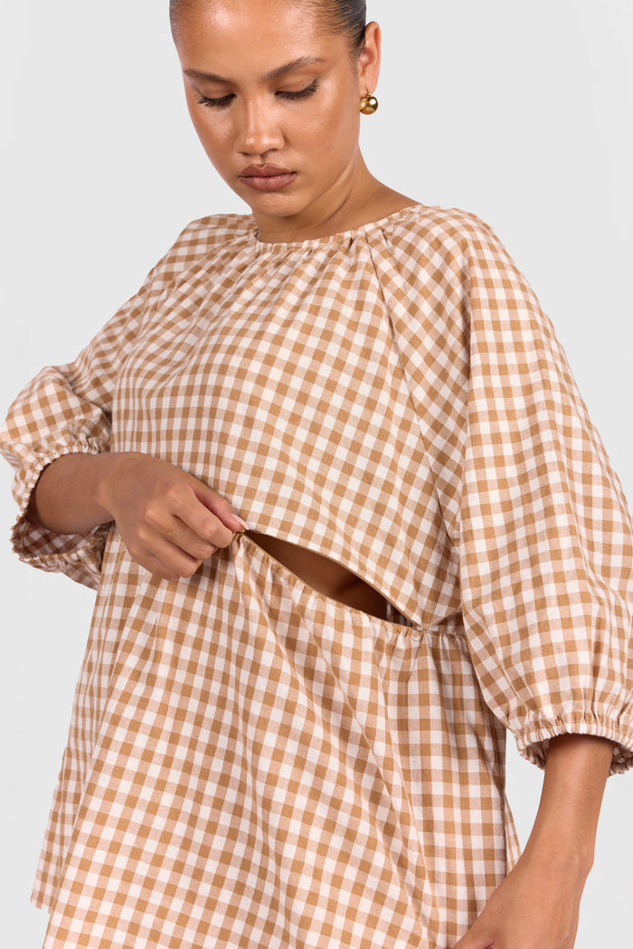 FINAL SALE | Florence Top | Caramel Gingham