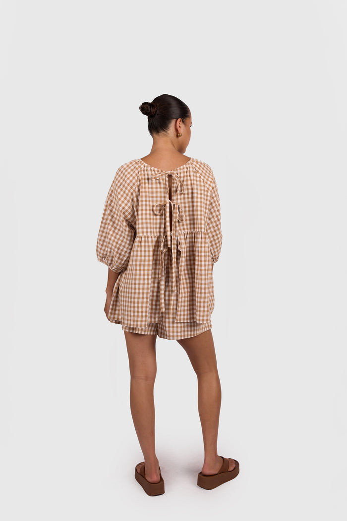 FINAL SALE | Florence Top | Caramel Gingham