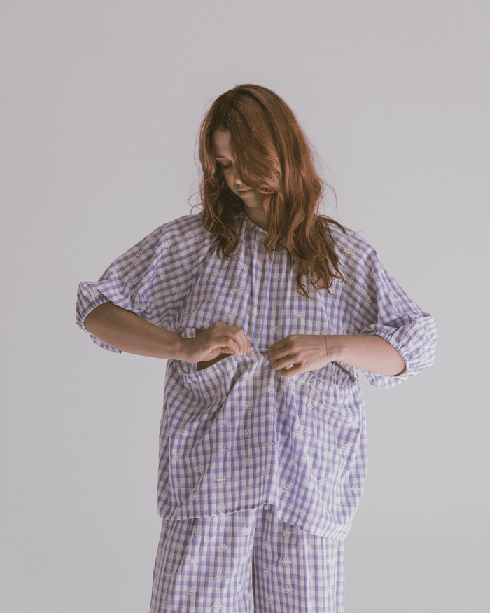 FINAL SALE | Florence top | Lavender Gingham Embroidery