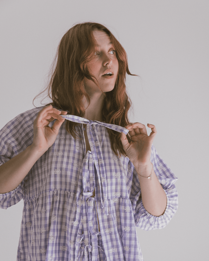 FINAL SALE | Florence top | Lavender Gingham Embroidery