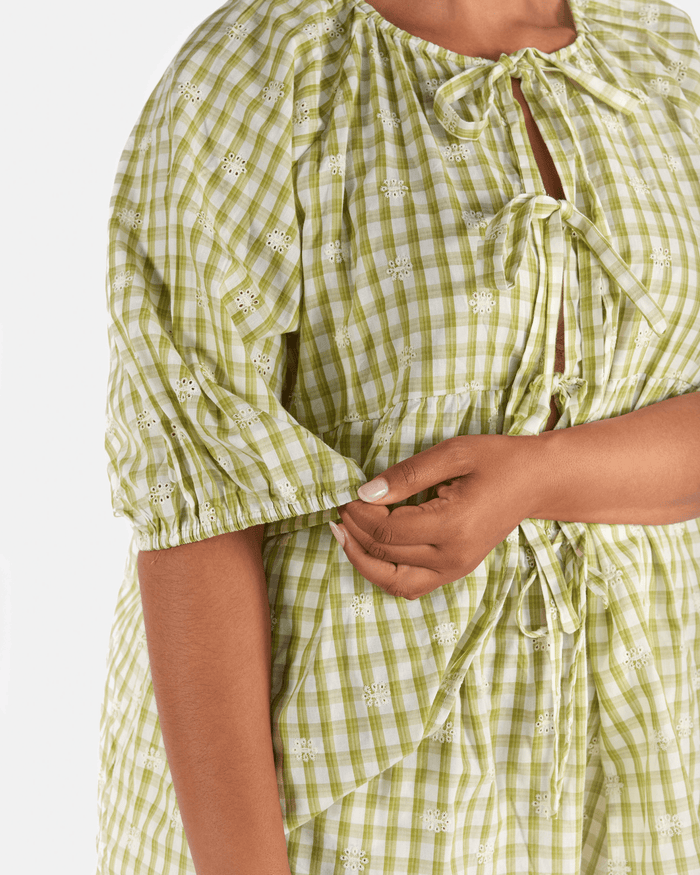 FINAL SALE | Florence top | Pear Gingham Embroidery