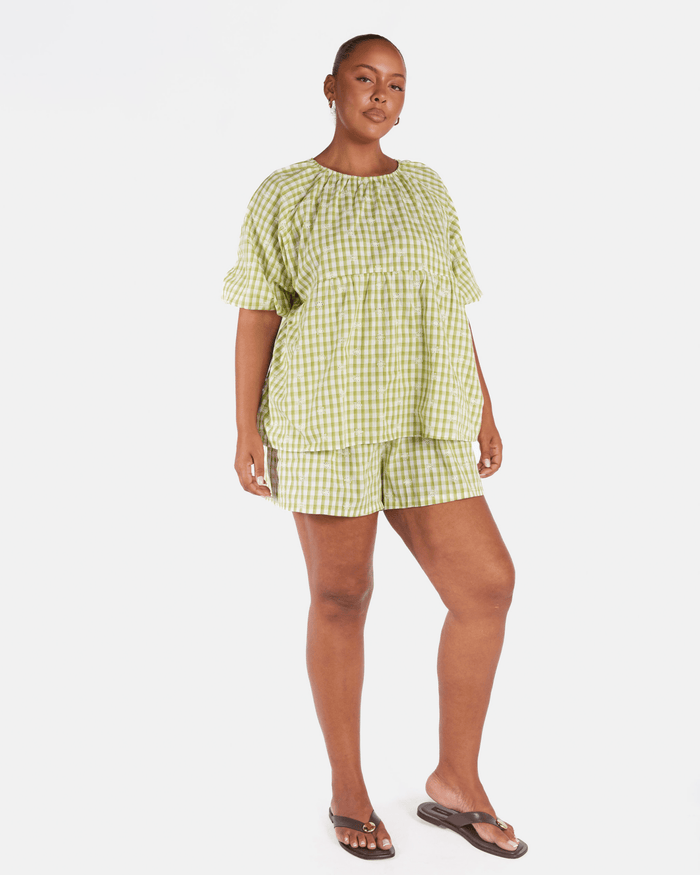 FINAL SALE | Florence top | Pear Gingham Embroidery