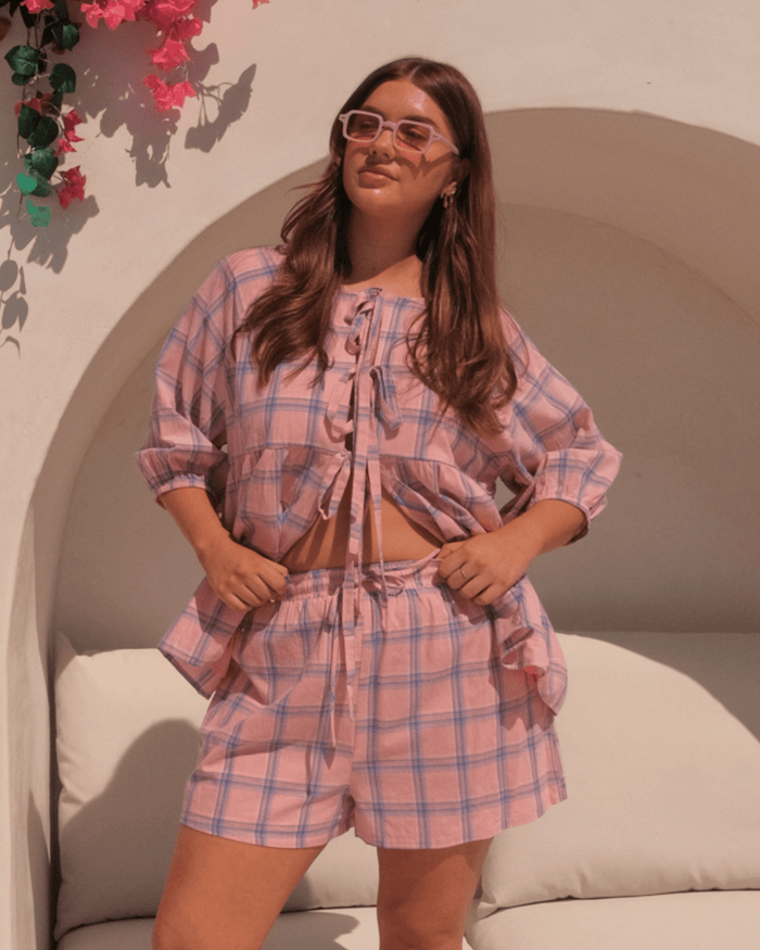 FINAL SALE | Florence top | Pink & Blue Gingham