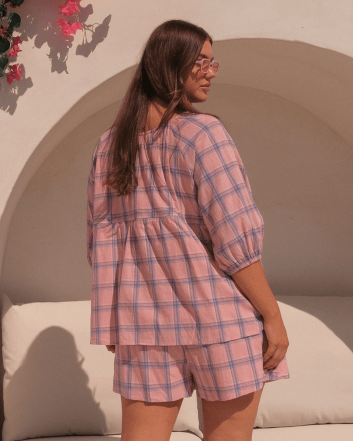 FINAL SALE | Florence top | Pink & Blue Gingham