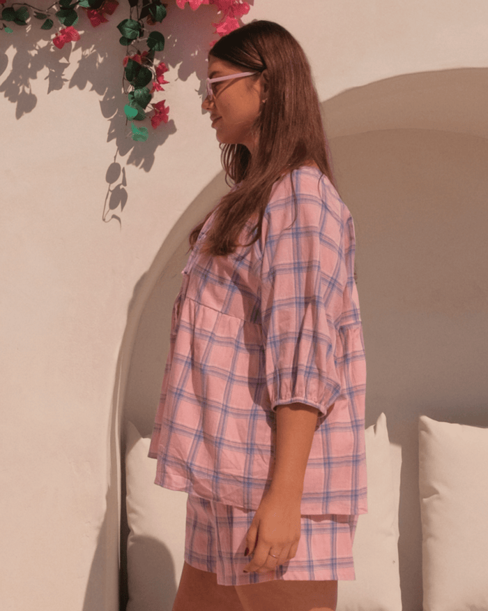 FINAL SALE | Florence top | Pink & Blue Gingham