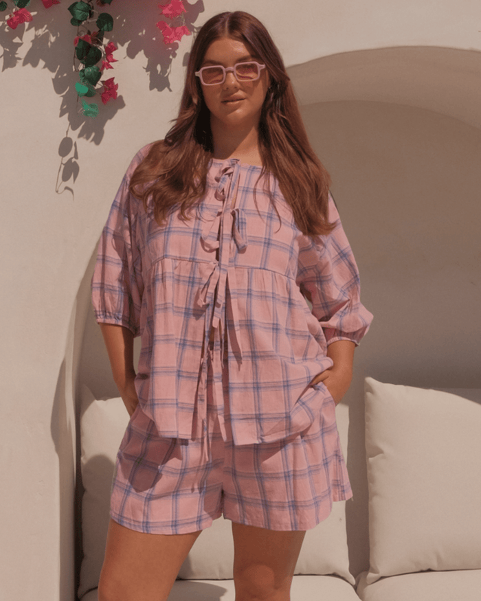FINAL SALE | Florence top | Pink & Blue Gingham