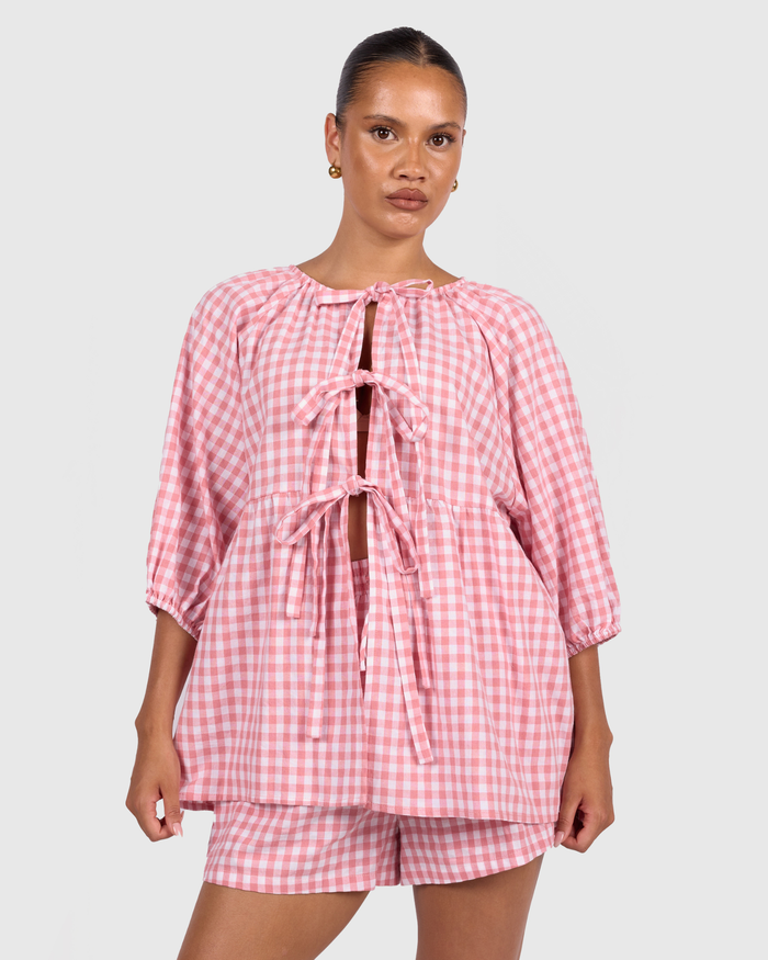 FINAL SALE | Florence Top | Pink Gingham