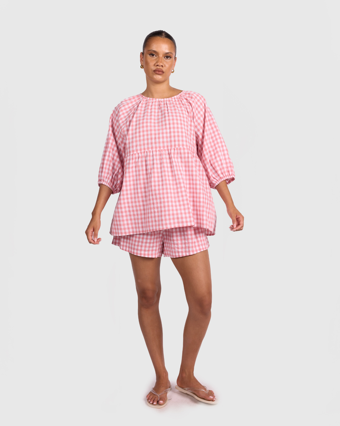 FINAL SALE | Florence Top | Pink Gingham